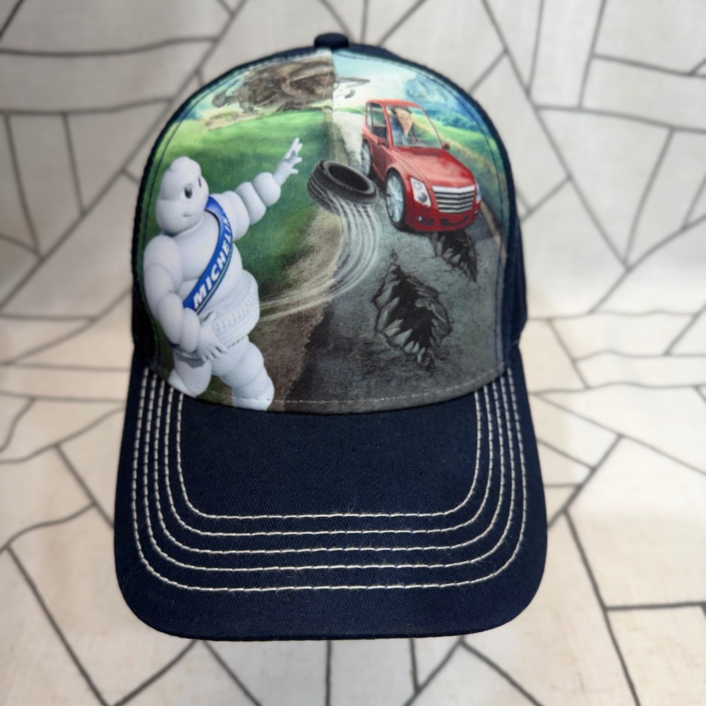 Michelin Baseball Cap OS Navy Blue Michelin Man Bibendum Graphic Adjustable‎ Hat